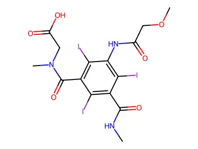 Sarcosine, N-(3-methoxyacetamido-5-methylcarbamoyl-2,4,6-triiodobenzoyl)- structure