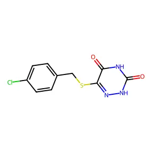 6-[(4-chlorophenyl)methylsulfanyl]-2H-1,2,4-triazine-3,5-dione structure