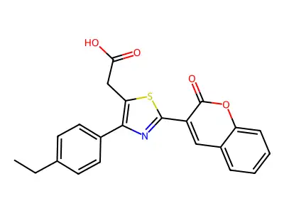 [4-(4-ethylphenyl)-2-(2-oxo-2H-chromen-3-yl)-1,3-thiazol-5-yl]acetic acid structure
