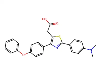 {2-[4-(Dimethylamino)phenyl]-4-(4-phenoxyphenyl)-1,3-thiazol-5-yl}acetic acid structure