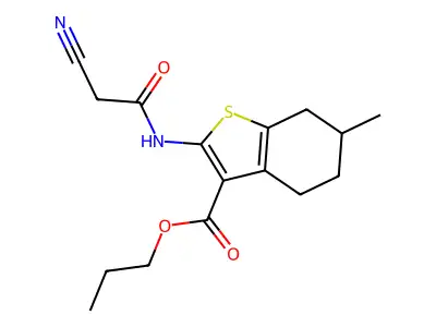 propyl 2-[(cyanoacetyl)amino]-6-methyl-4,5,6,7-tetrahydro-1-benzothiophene-3-carboxylate structure