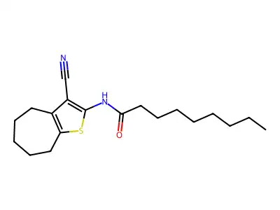 N-(3-cyano-5,6,7,8-tetrahydro-4H-cyclohepta[b]thiophen-2-yl)nonanamide structure