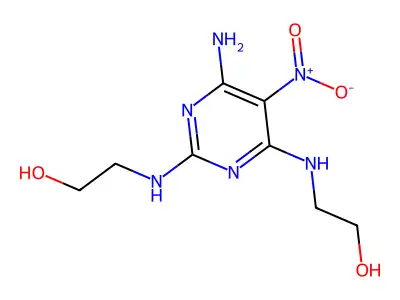 2-[[6-Amino-2-(2-hydroxyethylamino)-5-nitropyrimidin-4-yl]amino]ethanol structure