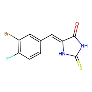 (5Z)-5-[(3-bromo-4-fluorophenyl)methylidene]-2-sulfanylideneimidazolidin-4-one structure