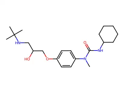 N'-Cyclohexyl-N-(4-(3-((1,1-dimethylethyl)amino)-2-hydroxypropoxy)phenyl)-N-methylurea structure