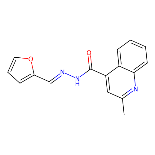 N'-[(E)-furan-2-ylmethylidene]-2-methylquinoline-4-carbohydrazide structure