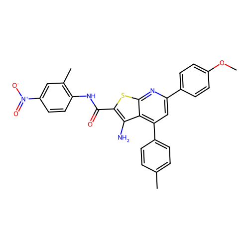 3-amino-6-(4-methoxyphenyl)-N-(2-methyl-4-nitrophenyl)-4-(4-methylphenyl)thieno[2,3-b]pyridine-2-carboxamide structure