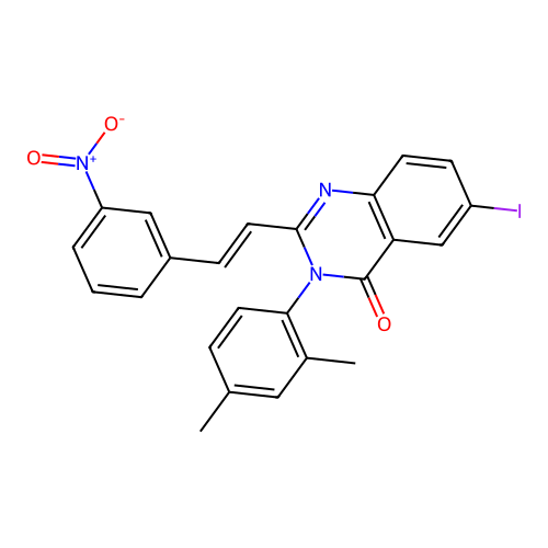 (E)-3-(2,4-dimethylphenyl)-6-iodo-2-(3-nitrostyryl)quinazolin-4(3H)-one structure