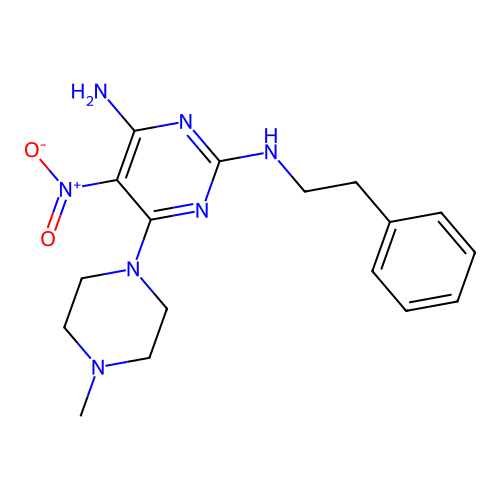 [4-Amino-6-(4-methylpiperazinyl)-5-nitropyrimidin-2-yl](2-phenylethyl)amine structure