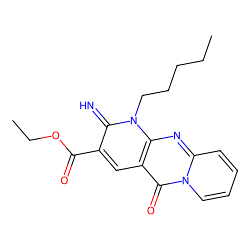 ethyl 2-imino-5-oxo-1-pentyl-1,5-dihydro-2H-dipyrido[1,2-a:2',3'-d]pyrimidine-3-carboxylate structure