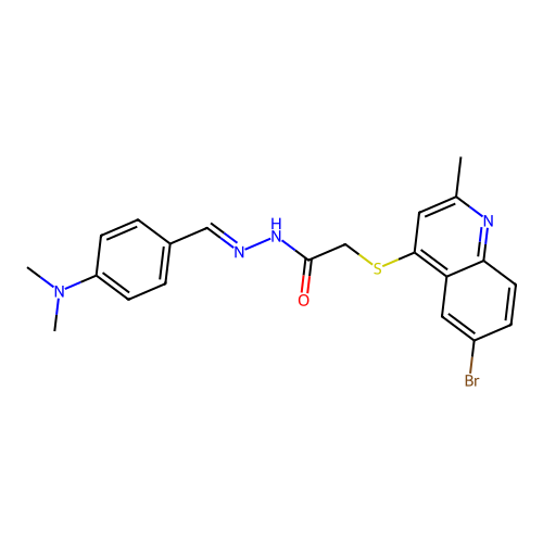 (E)-2-((6-bromo-2-methylquinolin-4-yl)thio)-N'-(4-(dimethylamino)benzylidene)acetohydrazide structure