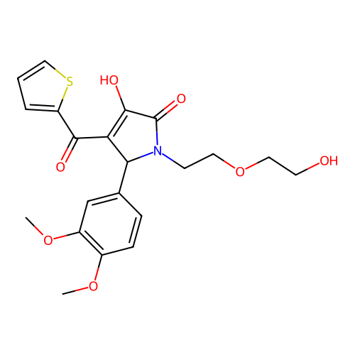 (4E)-5-(3,4-dimethoxyphenyl)-1-[2-(2-hydroxyethoxy)ethyl]-4-[hydroxy(thiophen-2-yl)methylidene]pyrrolidine-2,3-dione structure