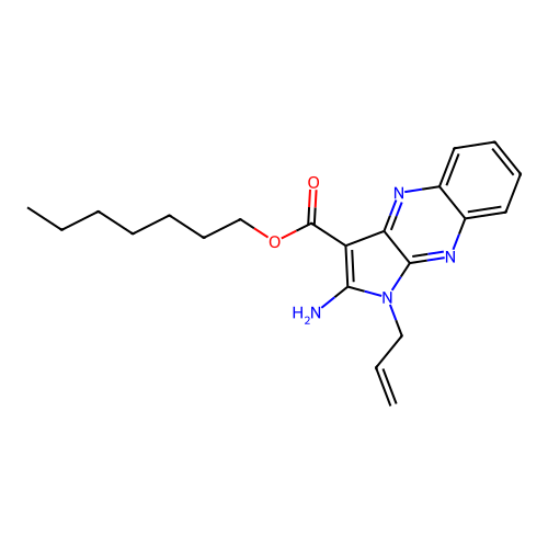 heptyl 2-amino-1-(prop-2-en-1-yl)-1H-pyrrolo[2,3-b]quinoxaline-3-carboxylate structure