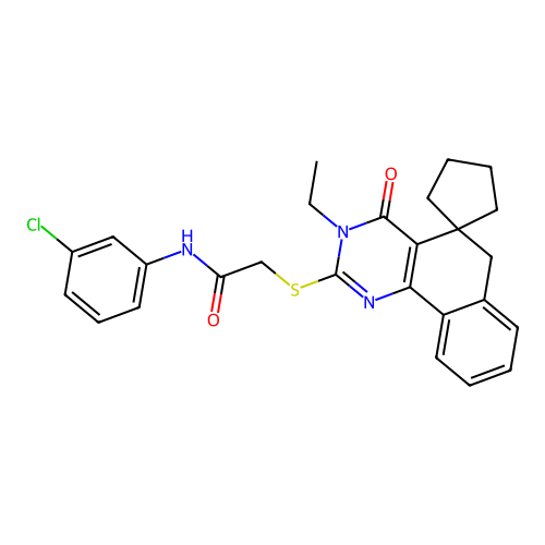 N-(3-chlorophenyl)-2-((3-ethyl-4-oxo-4,6-dihydro-3H-spiro[benzo[h]quinazoline-5,1'-cyclopentan]-2-yl)thio)acetamide structure