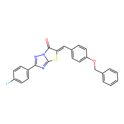 (5Z)-2-(4-fluorophenyl)-5-[(4-phenylmethoxyphenyl)methylidene]-[1,3]thiazolo[3,2-b][1,2,4]triazol-6-one structure