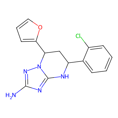 5-(2-chlorophenyl)-7-(furan-2-yl)-1,5,6,7-tetrahydro-[1,2,4]triazolo[1,5-a]pyrimidin-2-amine structure