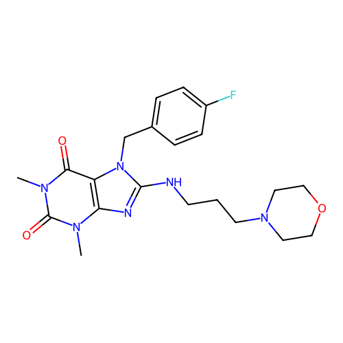 7-(4-fluorobenzyl)-1,3-dimethyl-8-{[3-(morpholin-4-yl)propyl]amino}-3,7-dihydro-1H-purine-2,6-dione structure