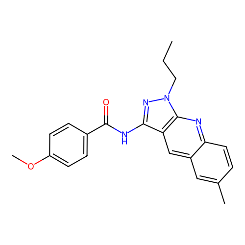 4-methoxy-N-(6-methyl-1-propyl-1H-pyrazolo[3,4-b]quinolin-3-yl)benzamide structure