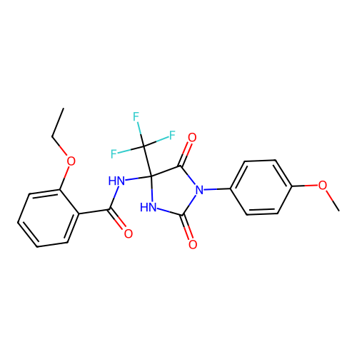2-ethoxy-N-[1-(4-methoxyphenyl)-2,5-dioxo-4-(trifluoromethyl)imidazolidin-4-yl]benzamide structure