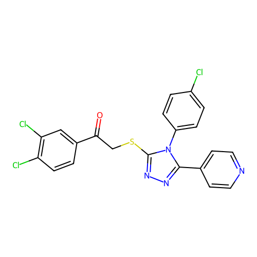 2-[[4-(4-chlorophenyl)-5-pyridin-4-yl-1,2,4-triazol-3-yl]sulfanyl]-1-(3,4-dichlorophenyl)ethanone structure