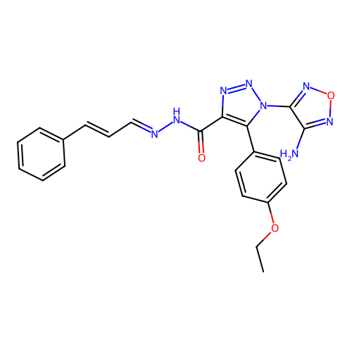 (E)-1-(4-amino-1,2,5-oxadiazol-3-yl)-5-(4-ethoxyphenyl)-N'-((E)-3-phenylallylidene)-1H-1,2,3-triazole-4-carbohydrazide structure