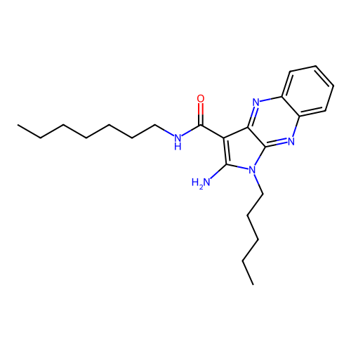 2-amino-N-heptyl-1-pentyl-1H-pyrrolo[2,3-b]quinoxaline-3-carboxamide structure