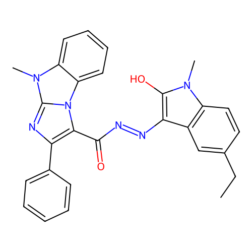 (Z)-N'-(5-ethyl-1-methyl-2-oxoindolin-3-ylidene)-9-methyl-2-phenyl-9H-benzo[d]imidazo[1,2-a]imidazole-3-carbohydrazide structure