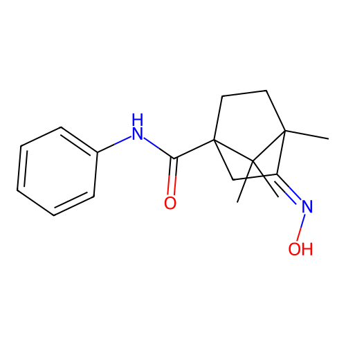 (3E)-3-(hydroxyimino)-4,7,7-trimethyl-N-phenylbicyclo[2.2.1]heptane-1-carboxamide structure