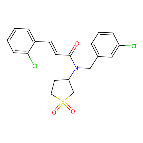 (2E)-N-(3-chlorobenzyl)-3-(2-chlorophenyl)-N-(1,1-dioxidotetrahydrothiophen-3-yl)prop-2-enamide structure