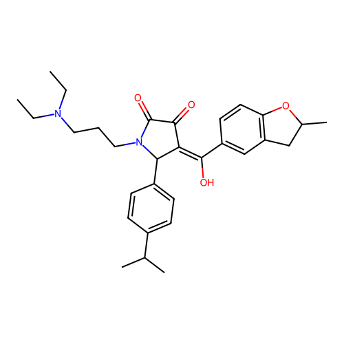 (4E)-1-[3-(diethylamino)propyl]-4-[hydroxy-(2-methyl-2,3-dihydro-1-benzofuran-5-yl)methylidene]-5-(4-propan-2-ylphenyl)pyrrolidine-2,3-dione structure