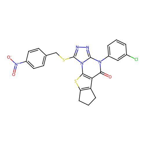 4-(3-chlorophenyl)-1-((4-nitrobenzyl)thio)-7,8-dihydro-4H-cyclopenta[4,5]thieno[3,2-e][1,2,4]triazolo[4,3-a]pyrimidin-5(6H)-one structure