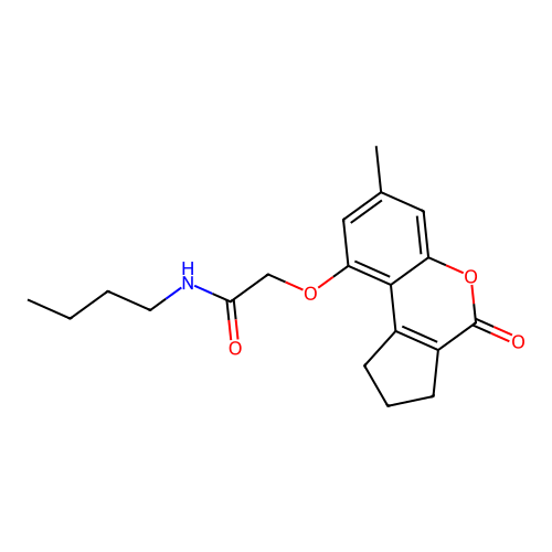 N-butyl-2-((7-methyl-4-oxo-1,2,3,4-tetrahydrocyclopenta[c]chromen-9-yl)oxy)acetamide structure