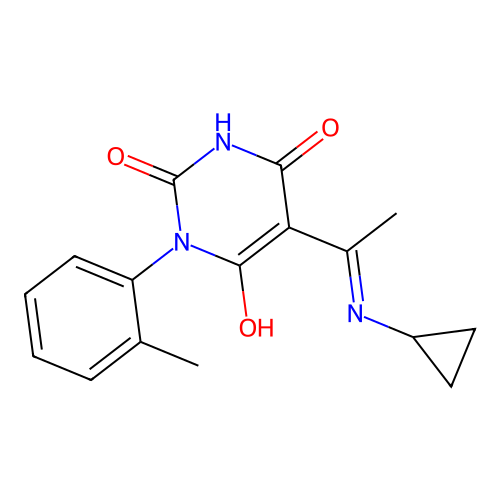 5-[1-(cyclopropylamino)ethylidene]-1-(2-methylphenyl)-1,3-diazinane-2,4,6-trione structure