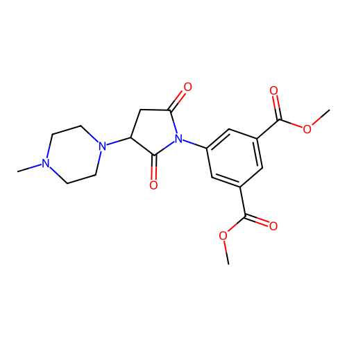 dimethyl 5-[3-(4-methylpiperazin-1-yl)-2,5-dioxopyrrolidin-1-yl]benzene-1,3-dicarboxylate structure