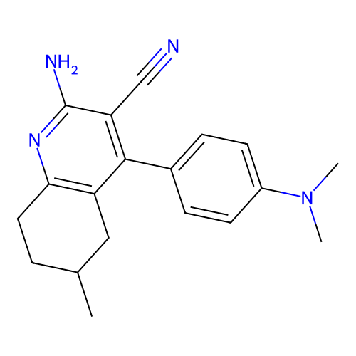 2-amino-4-(4-dimethylaminophenyl)-6-methyl-5,6,7,8-tetrahydroquinoline-3-carbonitrile structure