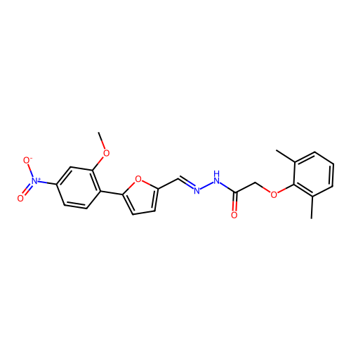 2-(2,6-dimethylphenoxy)-N'-{(E)-[5-(2-methoxy-4-nitrophenyl)furan-2-yl]methylidene}acetohydrazide structure