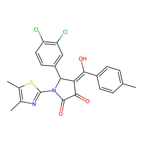 (4E)-5-(3,4-dichlorophenyl)-1-(4,5-dimethyl-1,3-thiazol-2-yl)-4-[hydroxy(4-methylphenyl)methylidene]pyrrolidine-2,3-dione structure