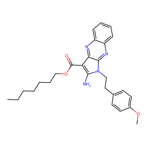 heptyl 2-amino-1-(4-methoxyphenethyl)-1H-pyrrolo[2,3-b]quinoxaline-3-carboxylate structure