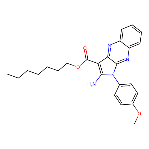 heptyl 2-amino-1-(4-methoxyphenyl)-1H-pyrrolo[2,3-b]quinoxaline-3-carboxylate structure