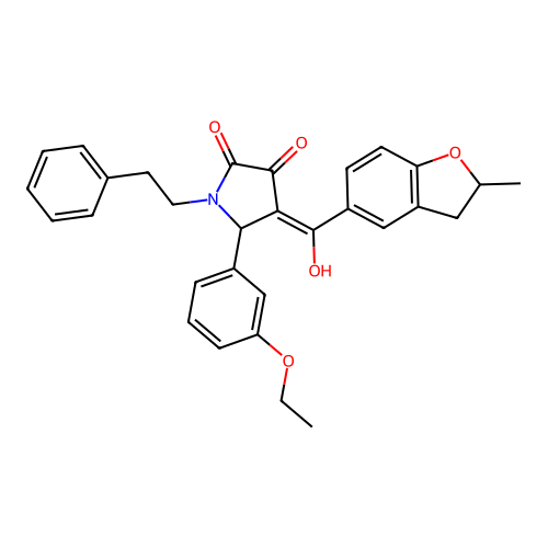 (4E)-5-(3-ethoxyphenyl)-4-[hydroxy(2-methyl-2,3-dihydro-1-benzofuran-5-yl)methylidene]-1-(2-phenylethyl)pyrrolidine-2,3-dione structure