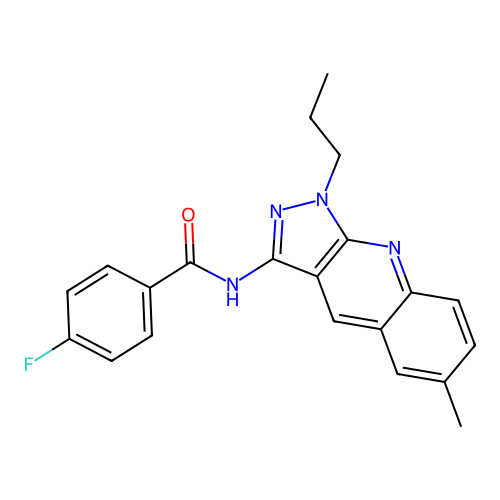4-fluoro-N-(6-methyl-1-propyl-1H-pyrazolo[3,4-b]quinolin-3-yl)benzamide structure