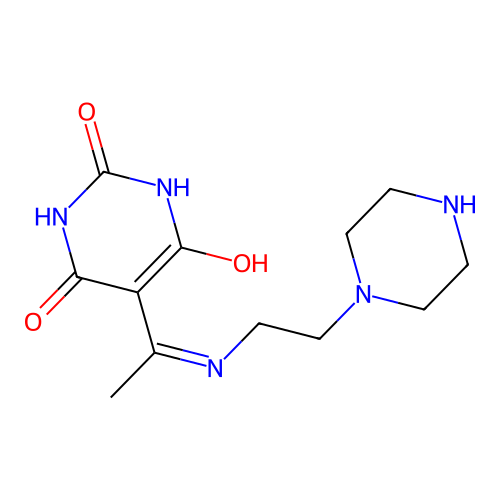 5-[1-(2-piperazin-1-ylethylamino)ethylidene]-1,3-diazinane-2,4,6-trione structure
