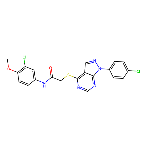 N-(3-chloro-4-methoxyphenyl)-2-((1-(4-chlorophenyl)-1H-pyrazolo[3,4-d]pyrimidin-4-yl)thio)acetamide structure