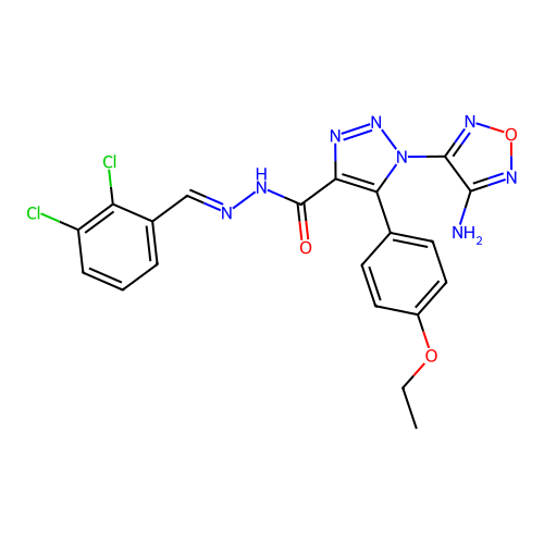 (E)-1-(4-amino-1,2,5-oxadiazol-3-yl)-N'-(2,3-dichlorobenzylidene)-5-(4-ethoxyphenyl)-1H-1,2,3-triazole-4-carbohydrazide structure