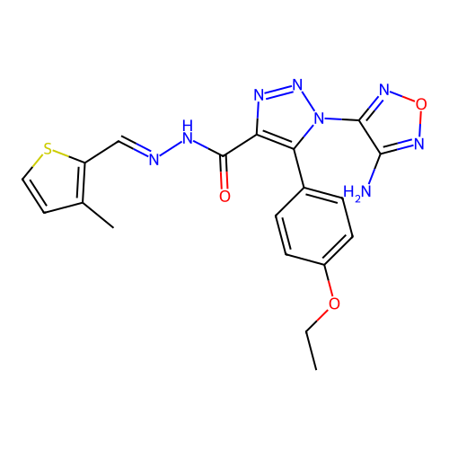 (E)-1-(4-amino-1,2,5-oxadiazol-3-yl)-5-(4-ethoxyphenyl)-N'-((3-methylthiophen-2-yl)methylene)-1H-1,2,3-triazole-4-carbohydrazide structure