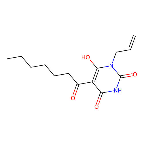 1-allyl-5-heptanoyl-6-hydroxypyrimidine-2,4(1H,3H)-dione structure