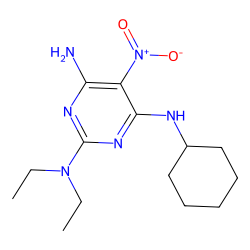 [4-Amino-6-(cyclohexylamino)-5-nitropyrimidin-2-yl]diethylamine structure