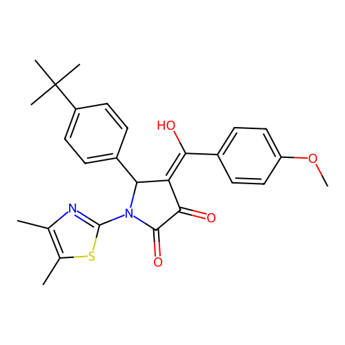 (4E)-5-(4-tert-butylphenyl)-1-(4,5-dimethyl-1,3-thiazol-2-yl)-4-[hydroxy(4-methoxyphenyl)methylidene]pyrrolidine-2,3-dione structure