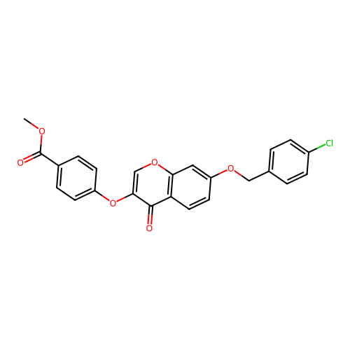 Methyl 4-{7-[(4-chlorophenyl)methoxy]-4-oxochromen-3-yloxy}benzoate structure