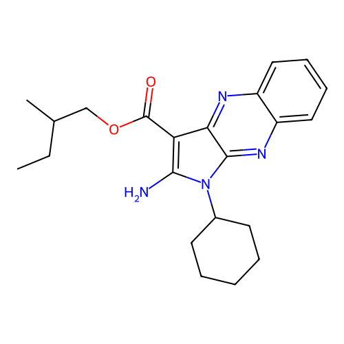 2-methylbutyl 2-amino-1-cyclohexyl-1H-pyrrolo[2,3-b]quinoxaline-3-carboxylate structure